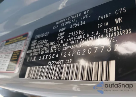 2023 Kia K5 Gt-Line z USA, uszkodzony, nr VIN 5XXG64J24PG207732